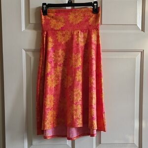 LuLaRoe Pink and Yellow High-Low Skirt
